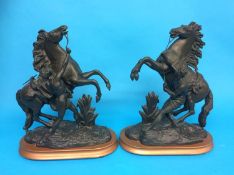 A pair of Spelter Marley horses