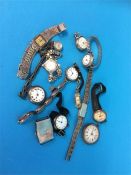 Thirteen various silver and other Ladies wrist watches and pocket watches