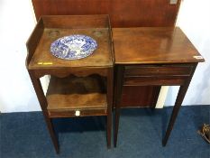 A 19th century mahogany washstand and a two drawer side table