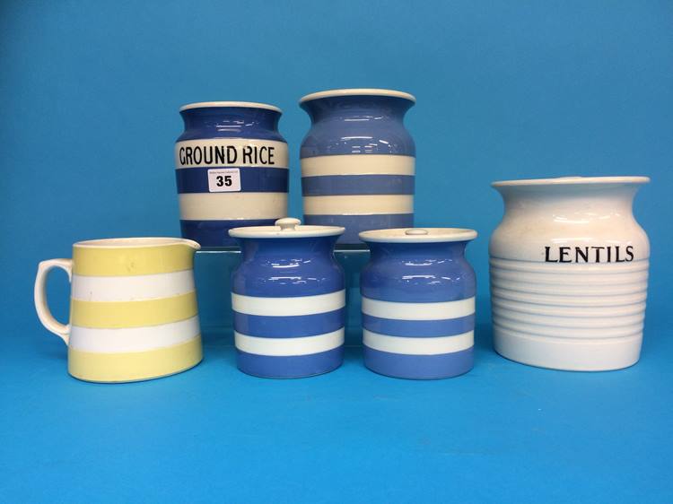 Six pieces of Cornish Ware