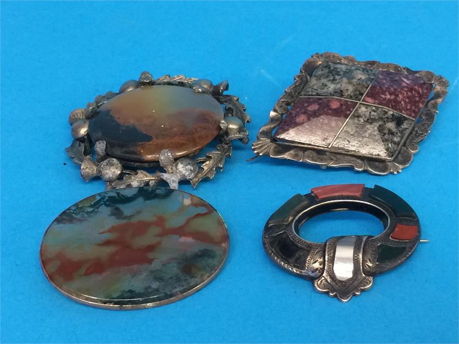 Four Scottish and agate set brooches - Image 2 of 2