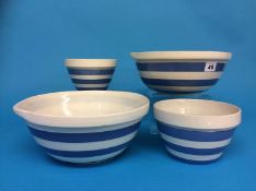 Four Cornish Ware bowls