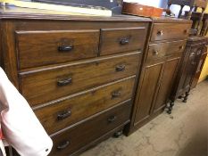An oak tallboy and a chest of drawers