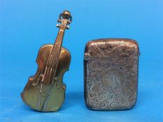 A silver vesta and a vesta in the form of a violin
