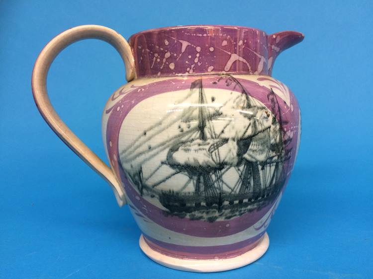 A Sunderland purple lustre jug and a tankard (2) - Image 7 of 7