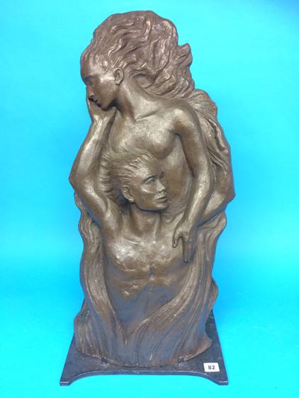 A sculpture of two entwined Ladies