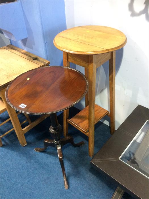 A mahogany wine table and an oak occasional table