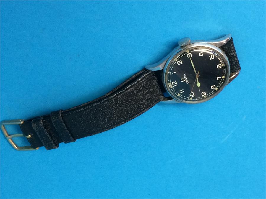 A Gents Omega wristwatch, (32.6mm diameter approx.), case inscribed 'A.M. 6B/159, 8170/43