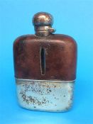 A silver mounted hip flask