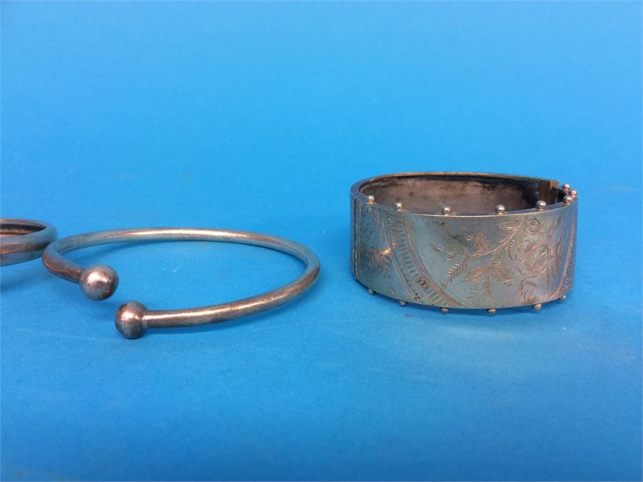 Four various silver coloured bangles - Image 3 of 3