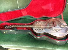 A Recording King RM-991-M Tricone Resonator guitar and case