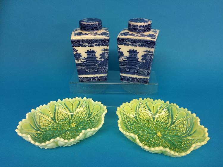 A pair of Ringtons blue and white caddies and a pair of yellow Pearline bowls - Image 2 of 2