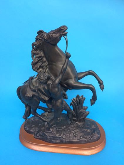 A pair of Spelter Marley horses - Image 2 of 3