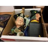 Box of assorted including Royal Doulton Toby jugs