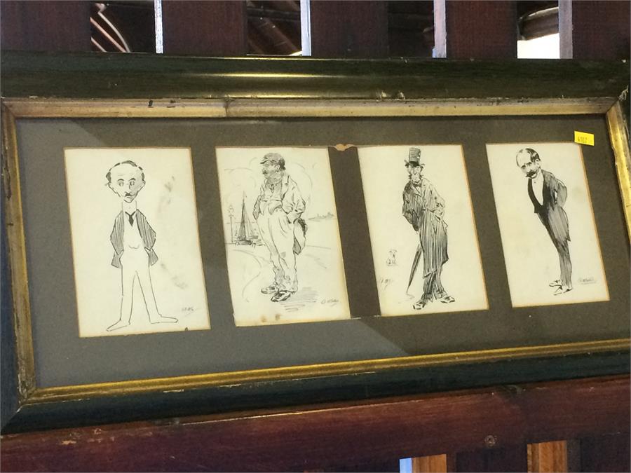 Print, 'Now Sandy how's your Father?' and four framed caricatures - Image 2 of 3