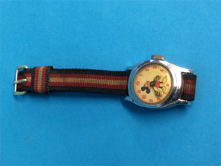 A Child's vintage chrome plated Mickey Mouse wristwatch