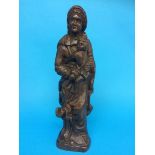 A carved wood figure of the Madonna and child, 43cm high