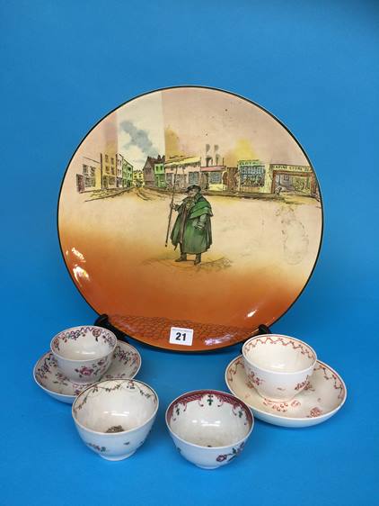 A Royal Doulton 'Tony Weller' wall plaque and a selection of tea bowls - Image 2 of 2