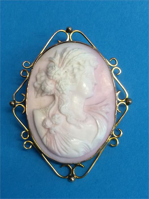 A 9ct gold mounted Victorian cameo brooch