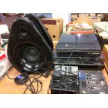 Two turntables, Numark mixer and a pair of Teardrop 200 watt Club speakers etc.