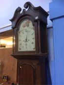 An oak longcase clock, with 8 day movement and painted dial