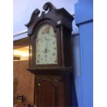 An oak longcase clock, with 8 day movement and painted dial