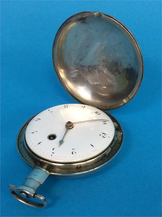 A silver cased pocket watch, with fusee movement