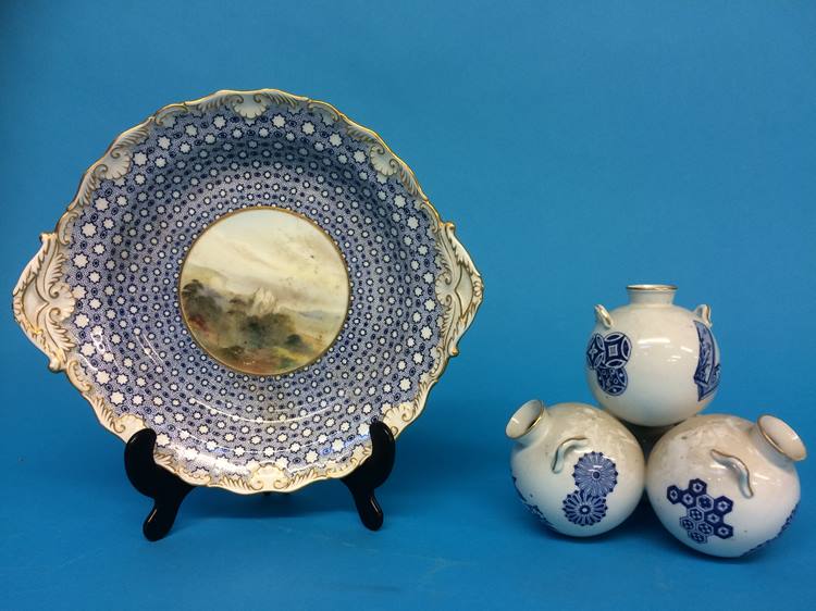 A Royal Worcester dish and a Royal Worcester vase group (2)