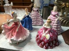 Two Coalport and three Royal Doulton Ladies