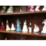 Eight various Doulton, Worcester and Coalport figures