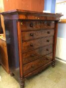 A Victorian mahogany straight front chest of 2 short and 4 long graduated drawers. 134cm wide