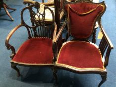 Two Edwardian mahogany carver chairs