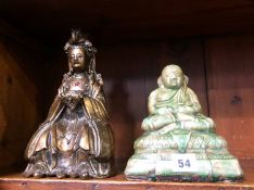 Two Chinese Deity's, 27cm high and 18cm high