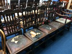 A set of five oak barley twist chairs