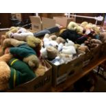 Eight boxes of soft toys