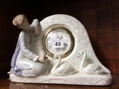 A Lladro swan clock, numbered 5777