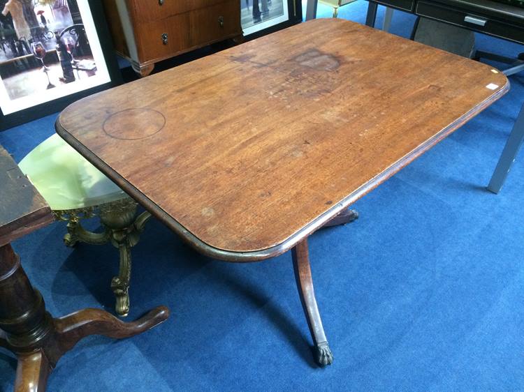 A 19th century mahogany rectangular top tilt top table