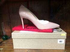 A pair of Christian Louboutin 'Nude' high heel shoes, with bag, certificate and box, Size 39