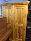 Pine wardrobe and a pine bed frame