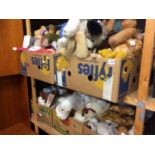 Seven boxes of soft toys