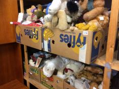 Seven boxes of soft toys