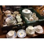 Two trays of assorted tea china