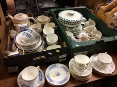 Two trays of assorted tea china