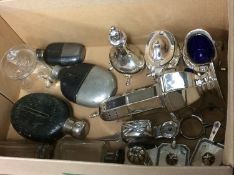 Assorted silver plate and three hip flasks