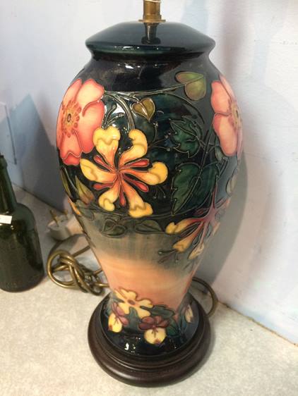 A Moorcroft tubeline decorated baluster shape table lamp - Image 2 of 3