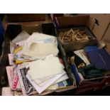 Tray of ephemera and two boxes of assorted