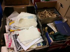 Tray of ephemera and two boxes of assorted