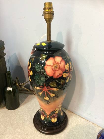 A Moorcroft tubeline decorated baluster shape table lamp