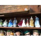 Nine Doulton, Lladro and Worcester figures