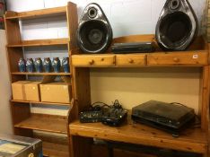 Pine desk and pine shelves